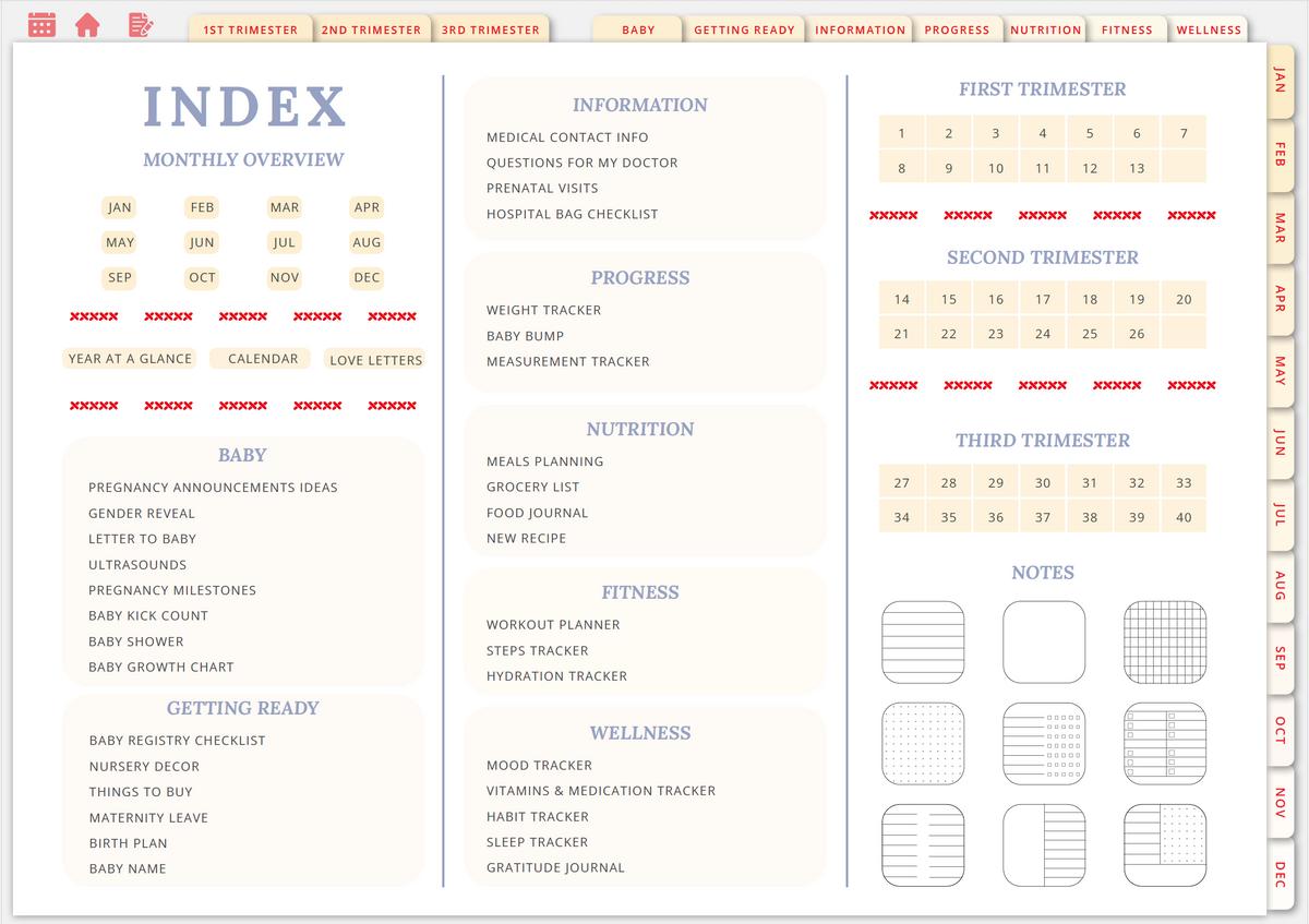 Wholesome Linen Ultimate Pregnancy Planner | Digital Maternity &amp; Baby Organizer | Comprehensive &amp; Hyperlinked PDF - Wholesome Linen