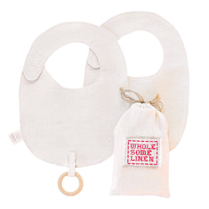 Organic Linen Bibs & Wooden Teether - Wholesome Linen