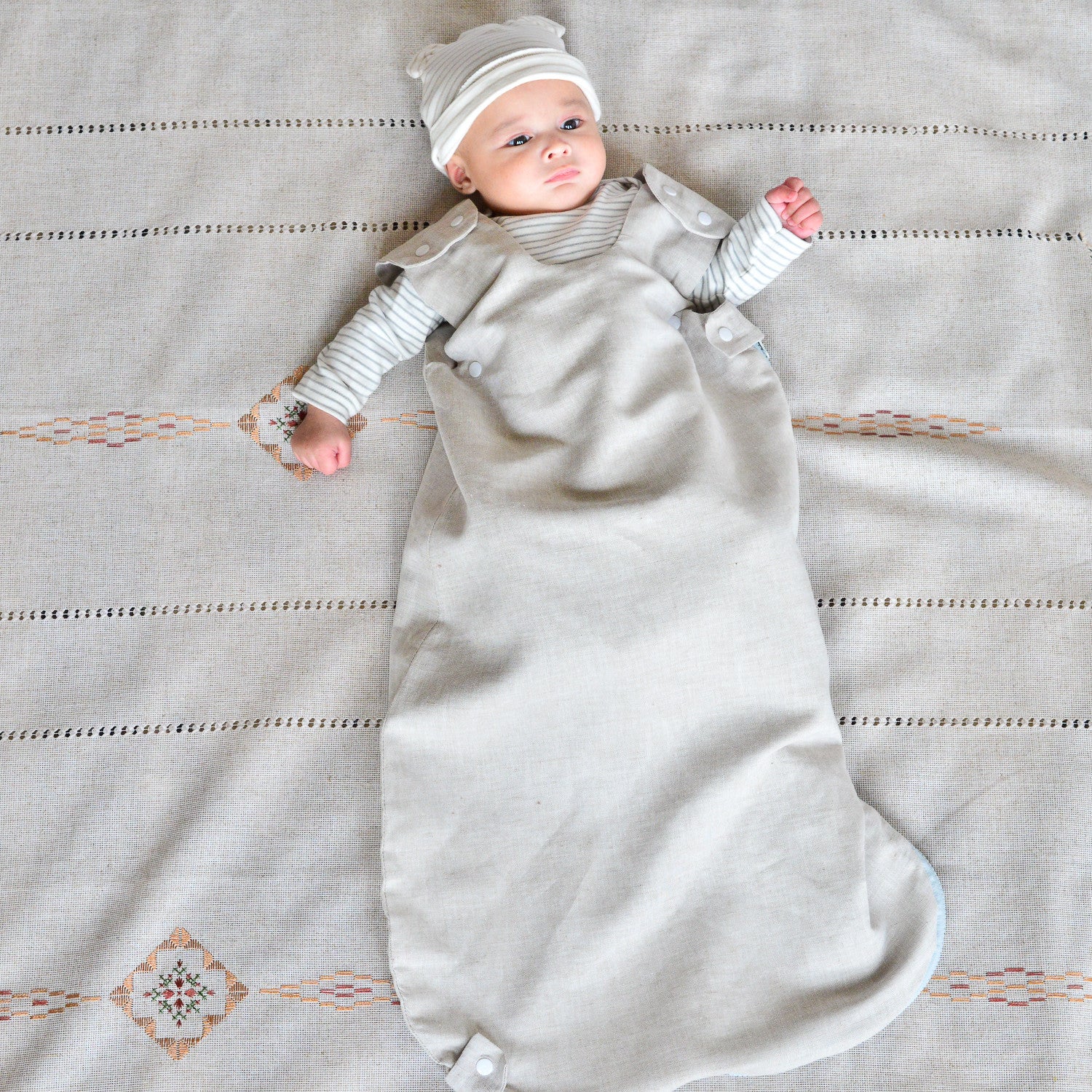 Merino Kids Go Go Bag - Sleeping Bag, Light Grey Stripes - 0-2 years - 100%  merino wool and organic cotton unisex (bambini)